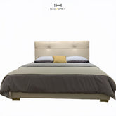 sk112 flesh pink textured leather bed front