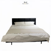 sk119 Black leather bed frame front