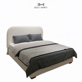sk96 king bed frame and white headboard