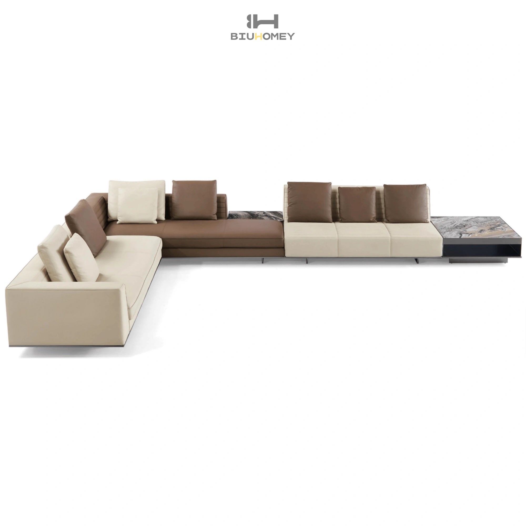 Biuhomey leather sofa L-shaped color matching open sofa