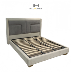SK57 Upholstered Platform Bed with Contrast Color Backrest