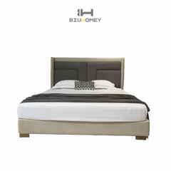 SK57 Upholstered Platform Bed with Contrast Color Backrest