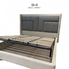SK57 Upholstered Platform Bed with Contrast Color Backrest