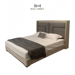 SK57 Upholstered Platform Bed with Contrast Color Backrest