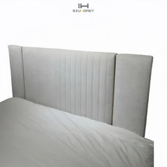 sk100 bed and headboard with gold stripes details