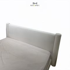 sk112 white bed with flannel headboard