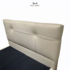 sk113 flesh pink textured leather bed board and backrest detail
