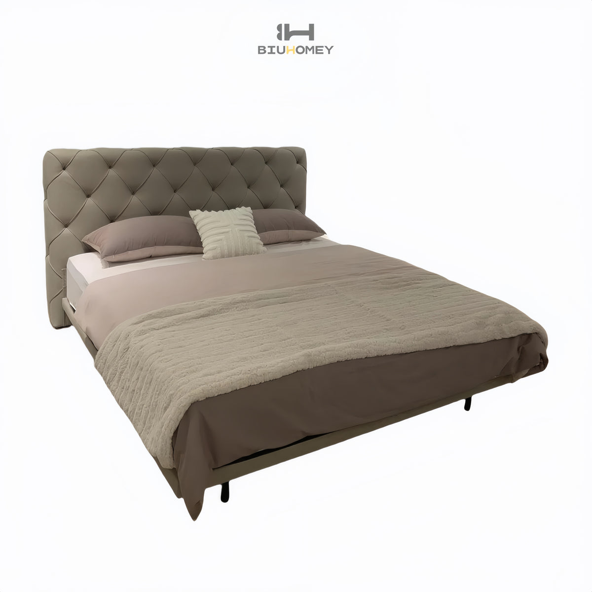 sk116 khaki diamond headboard bed frame