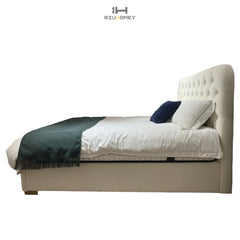 sk118 white Bed with curved backrest side