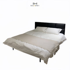 sk119 Black leather upholstered bed side