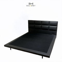 sk119 black leather bed board pic
