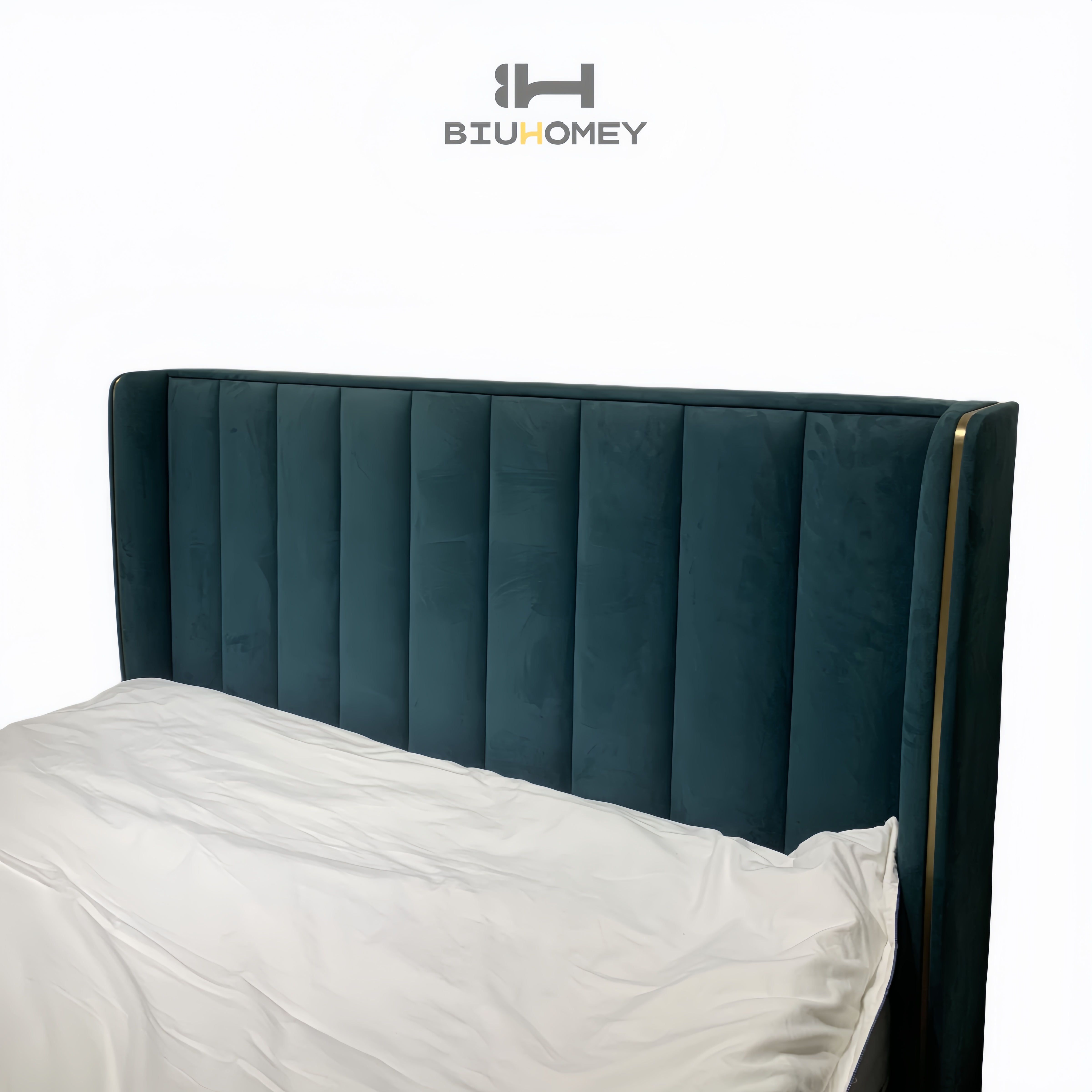 sk63 green contrast piping headboard bed