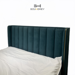 sk63 green contrast piping headboard bed