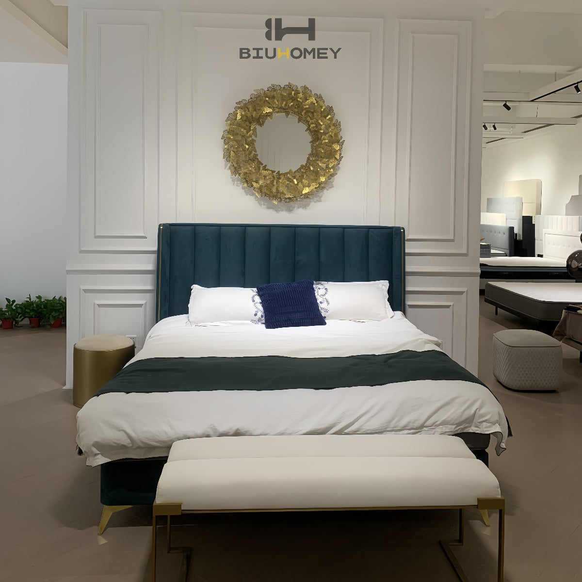 sk63 green contrast Piping bed frame