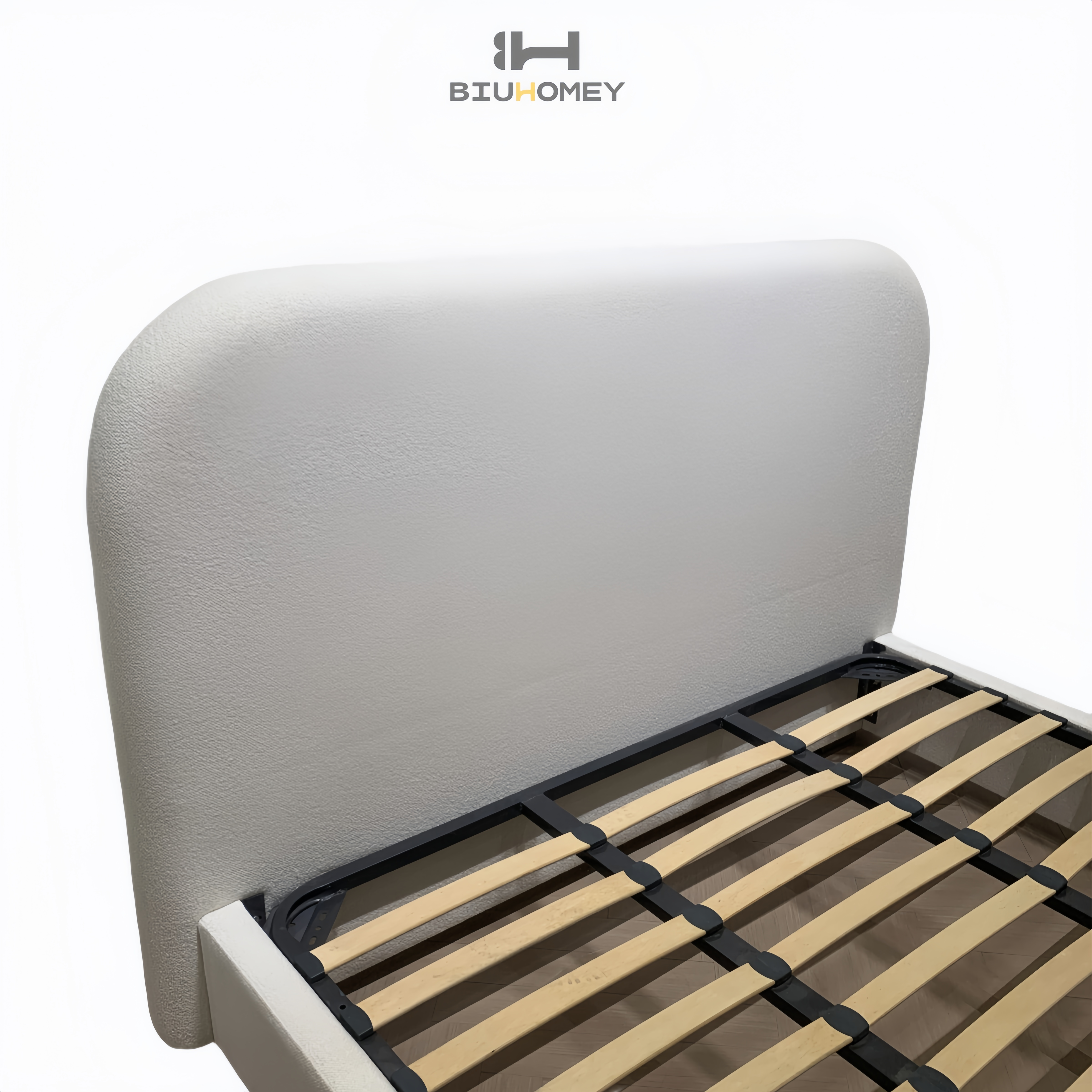 sk96 white curved bed backrest frame pic